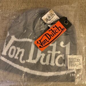 Brand New Y2K Von Dutch Logo Beanie Hat in Grey, Men's